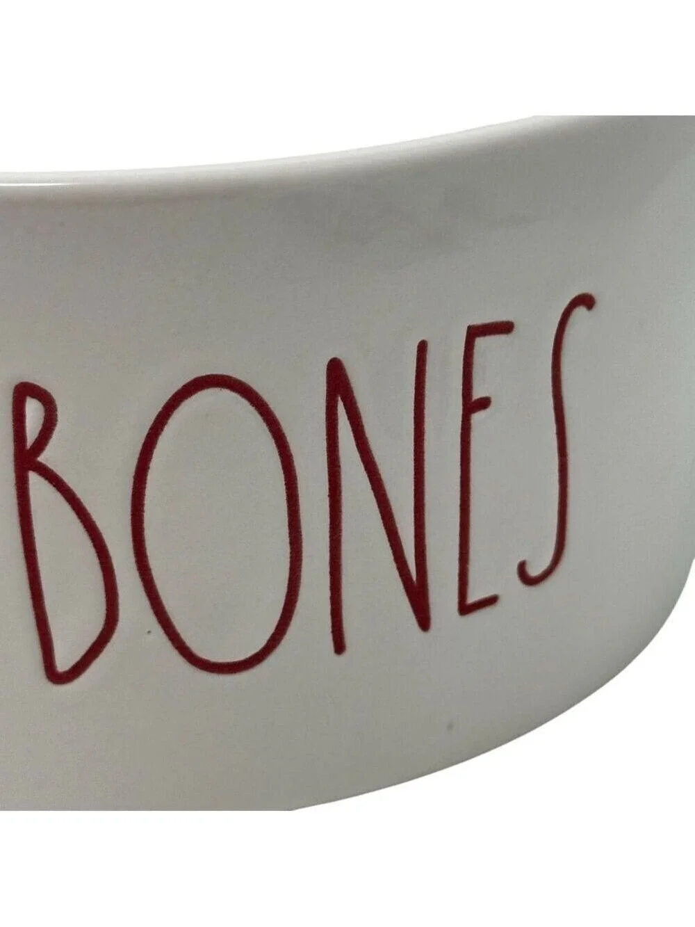 Rae Dunn Jingle Bones Red Letter Dog Bowl 6in Holiday Pet Dish Christmas Ceramic